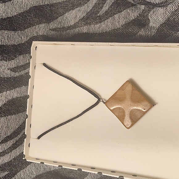 Nylon black necklace, beautiful stone, heavy and cold to touch,don't know name - Picture 3 of 4